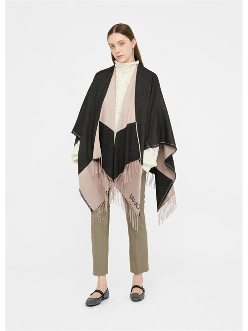 Poncho con logo e frange LIU JO | 2F5031T0300/22222